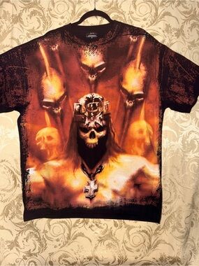 Men's Skull King Triple H Graphic Tee - Black/Orange